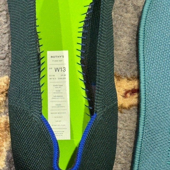 Rothy's Women's The Point Sea Green Slip On Flat Shoes Size 13 NWOT - Picture 7 of 8